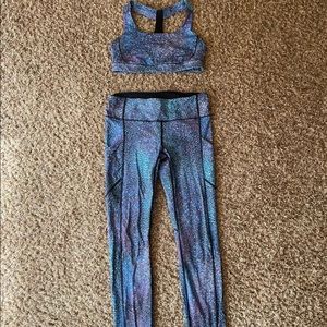Lululemon mermaid speed tight set fast lane bra 8
